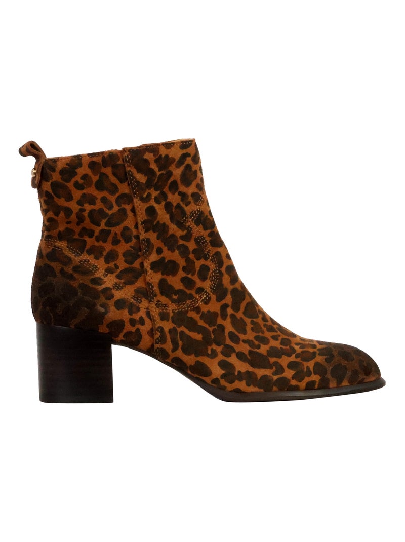 Bottines à Talon Cuir Emilie Karston Aurelie Marron - Kiabi