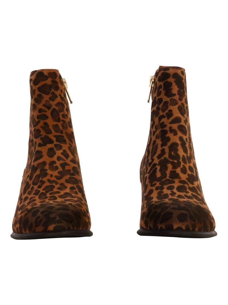 Bottines à Talon Cuir Emilie Karston Aurelie Marron - Kiabi