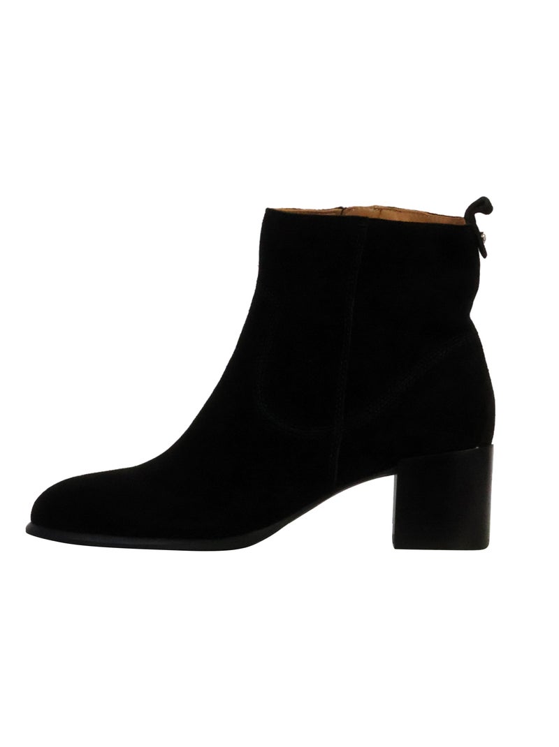 Bottines à Talon Cuir Emilie Karston Aurelie Noir - Kiabi