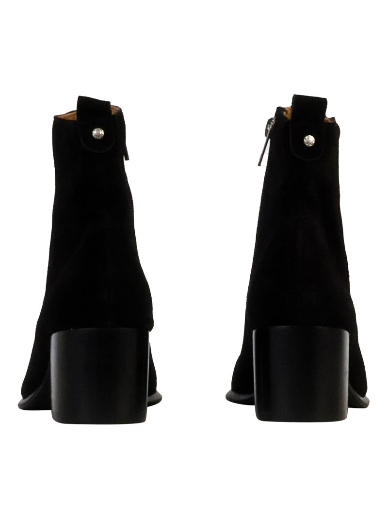 Bottines à Talon Cuir Emilie Karston Aurelie Noir - Kiabi