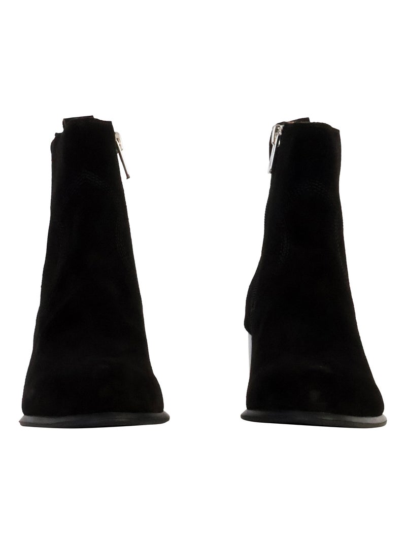 Bottines à Talon Cuir Emilie Karston Aurelie Noir - Kiabi