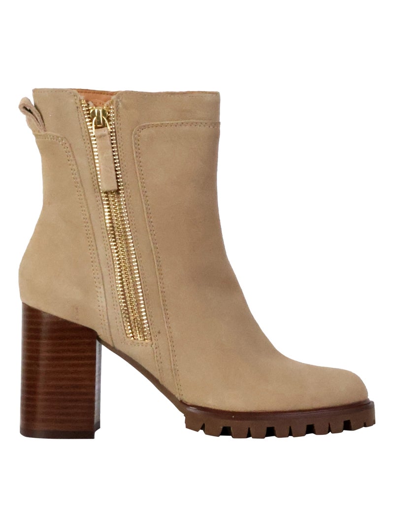 Bottines à Talon Cuir Emilie Karston Silene Beige - Kiabi
