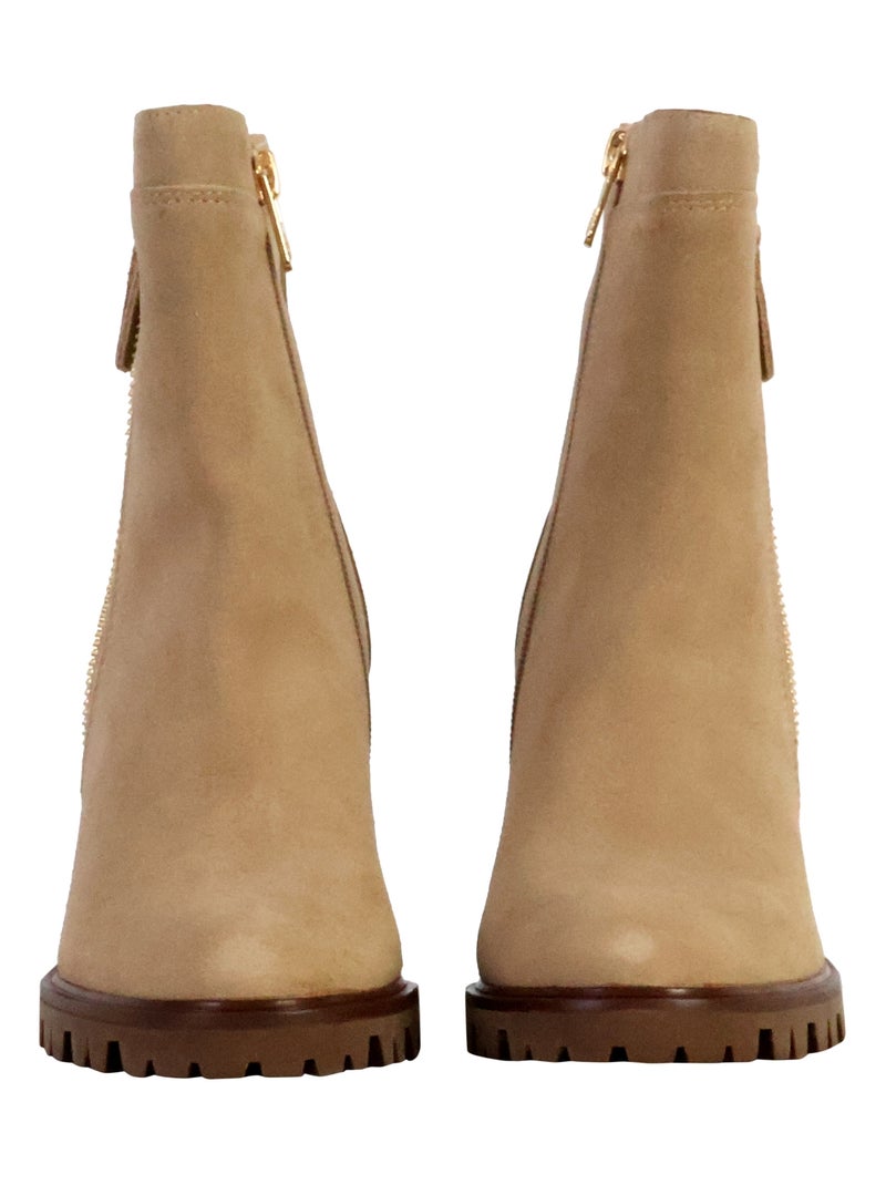 Bottines à Talon Cuir Emilie Karston Silene Beige - Kiabi