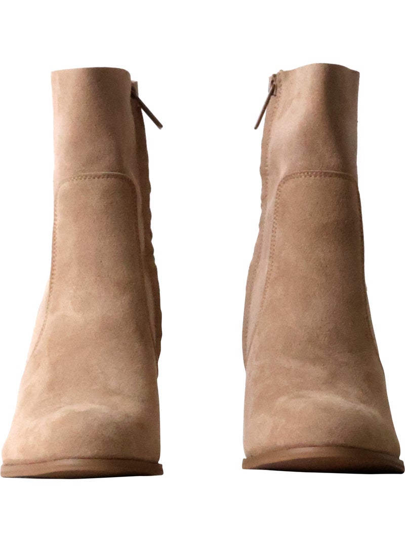 Bottines à Talon Cuir Findlay Beige - Kiabi