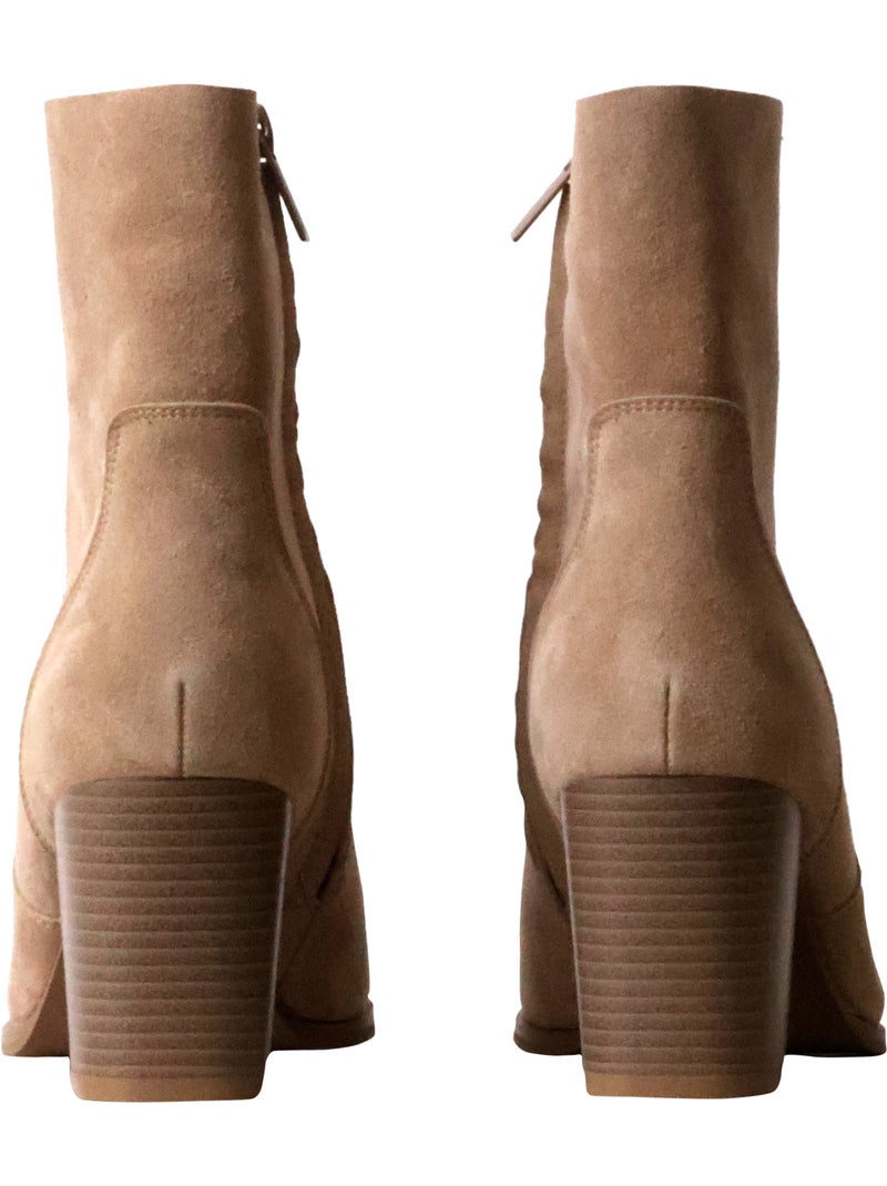 Bottines à Talon Cuir Findlay Beige - Kiabi