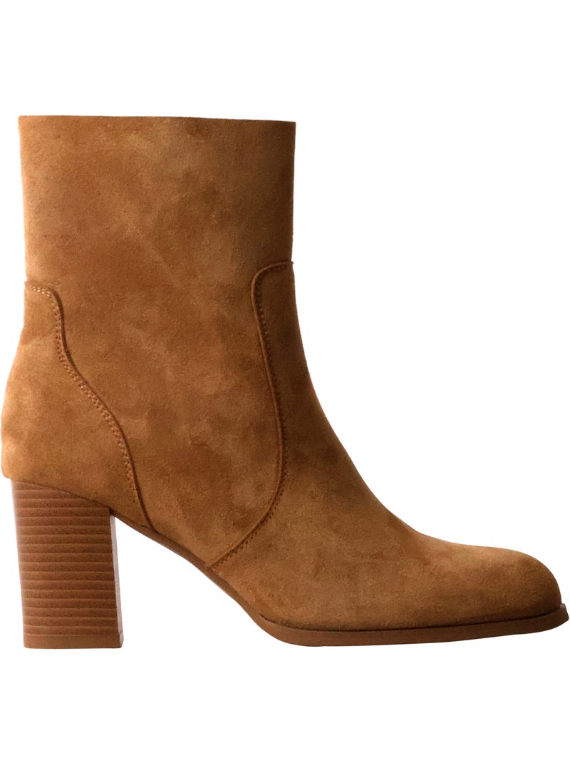 Bottines à Talon Cuir Findlay Camel - Kiabi