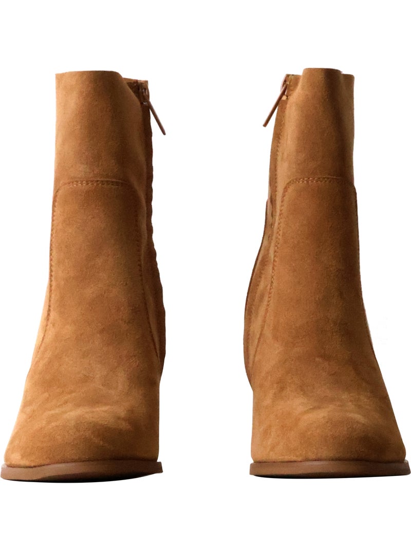 Bottines à Talon Cuir Findlay Camel - Kiabi
