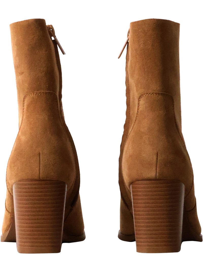Bottines à Talon Cuir Findlay Camel - Kiabi