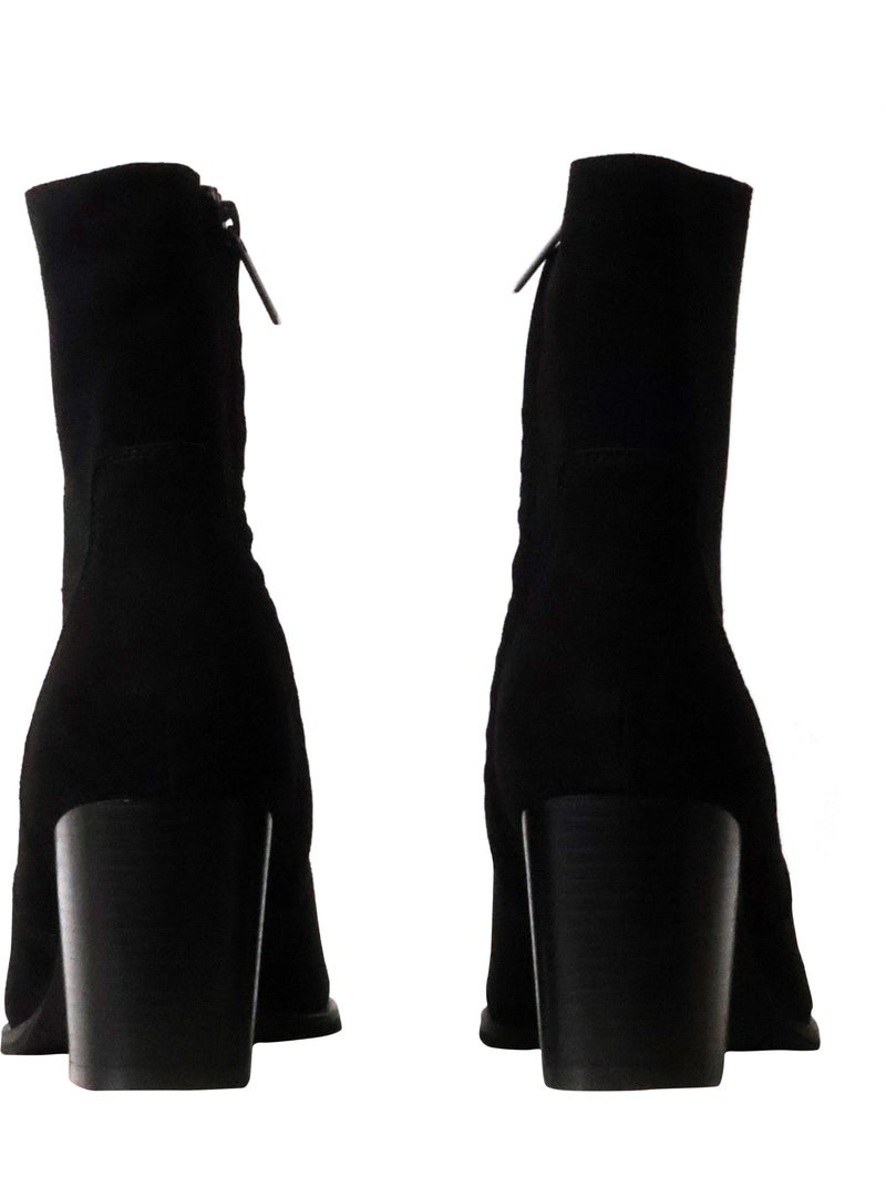 Bottines à Talon Cuir Findlay Noir - Kiabi