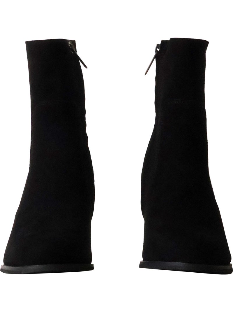 Bottines à Talon Cuir Findlay Noir - Kiabi