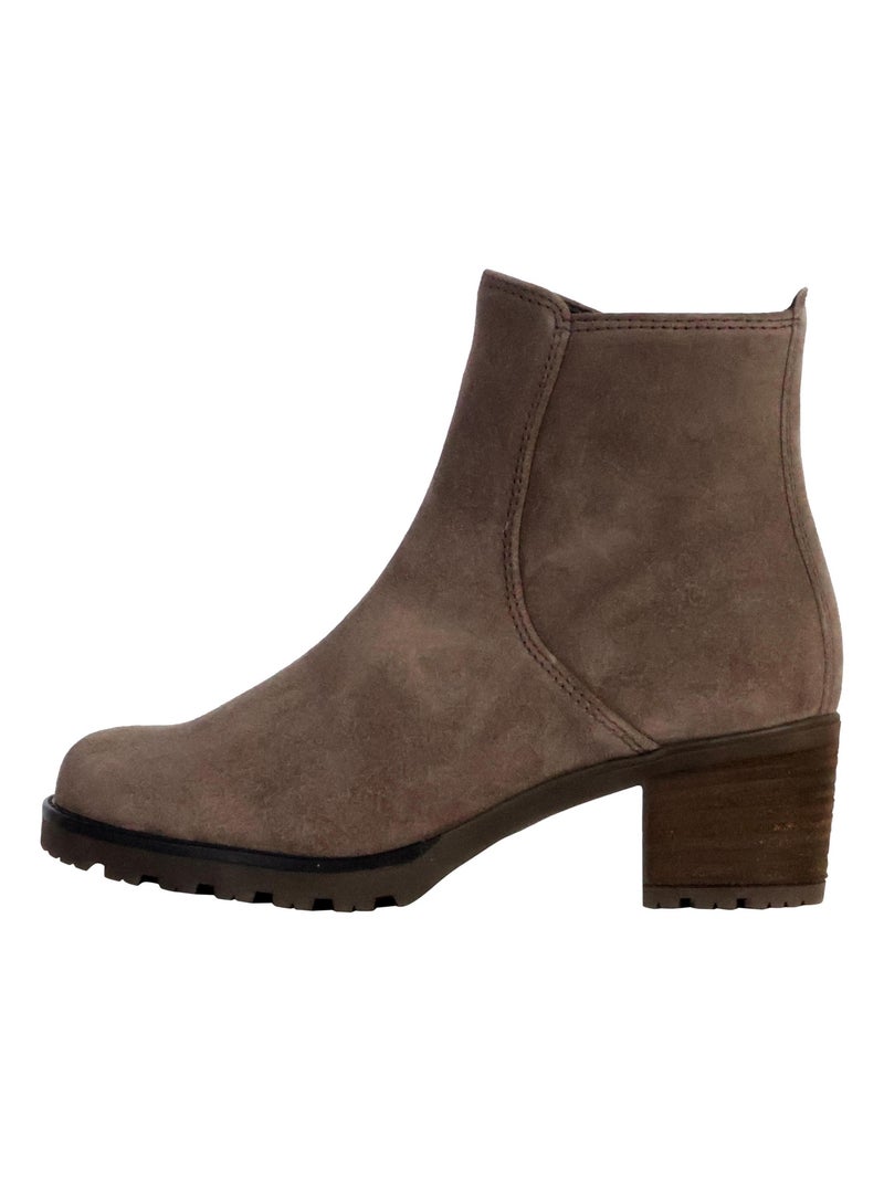 Bottines à Talon Cuir Gabor Gris - Kiabi