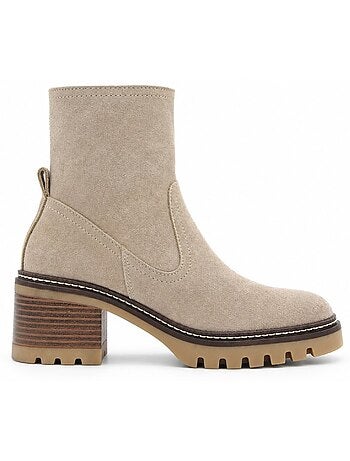 Bottines à talon cuir naturel purapiel