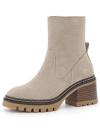 Bottines à talon cuir naturel purapiel