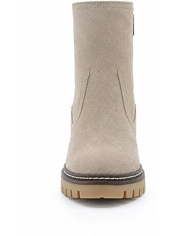 Bottines à talon cuir naturel purapiel