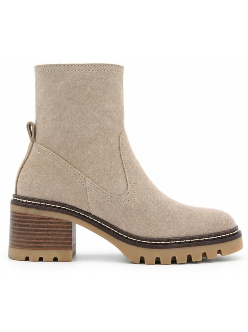 Bottines à talon cuir naturel purapiel Beige - Kiabi