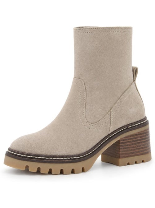 Bottines à talon cuir naturel purapiel - Kiabi