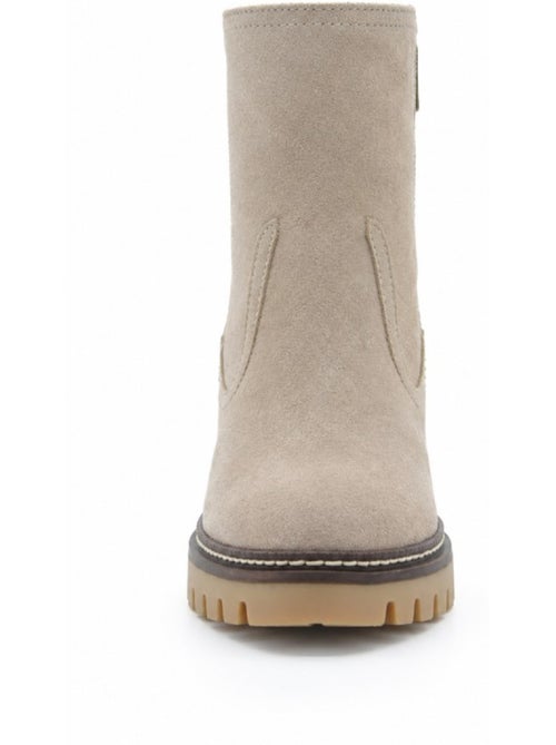 Bottines à talon cuir naturel purapiel - Kiabi