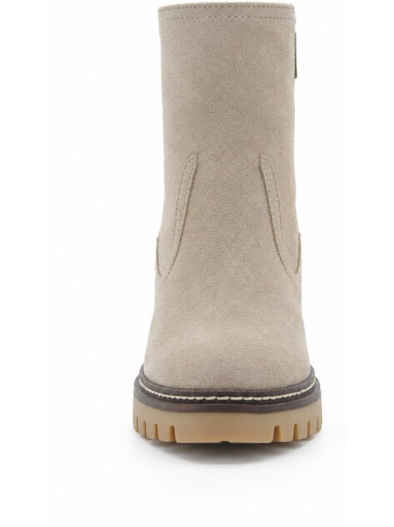 Bottines à talon cuir naturel purapiel Beige - Kiabi