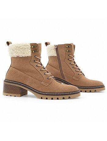 Bottines à talon cuir naturel purapiel