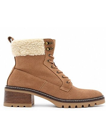 Bottines à talon cuir naturel purapiel