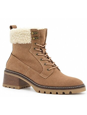 Bottines à talon cuir naturel purapiel