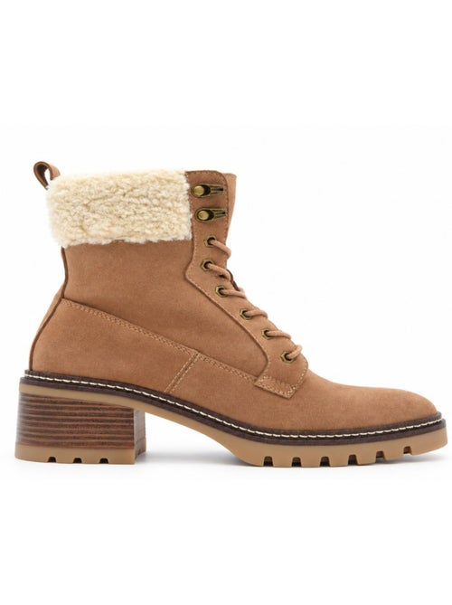 Bottines à talon cuir naturel purapiel - Kiabi