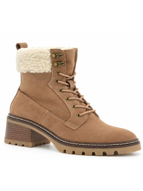 Bottines à talon cuir naturel purapiel - Kiabi
