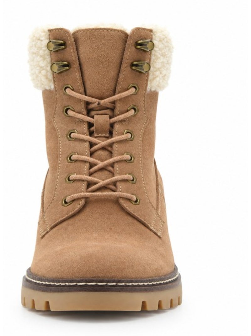 Bottines à talon cuir naturel purapiel Beige - Kiabi