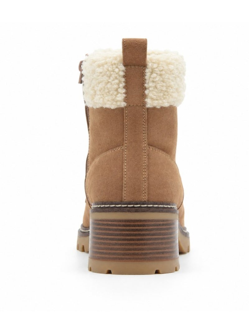 Bottines à talon cuir naturel purapiel Beige - Kiabi