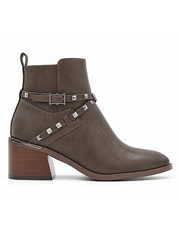 Bottines à talon cuir naturel purapiel