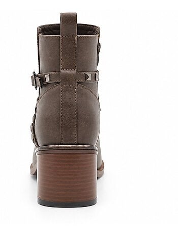 Bottines à talon cuir naturel purapiel