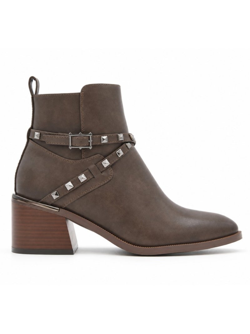 Bottines à talon cuir naturel purapiel Marron - Kiabi