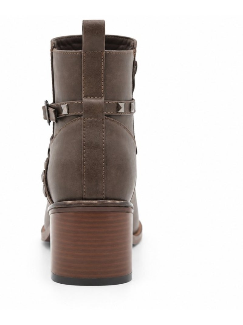 Bottines à talon cuir naturel purapiel Marron - Kiabi