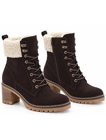 Bottines à talon cuir naturel purapiel
