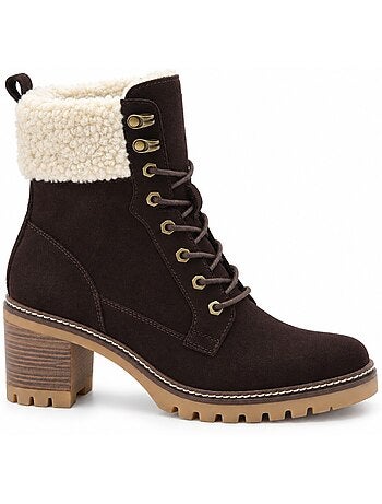 Bottines à talon cuir naturel purapiel