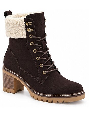 Bottines à talon cuir naturel purapiel