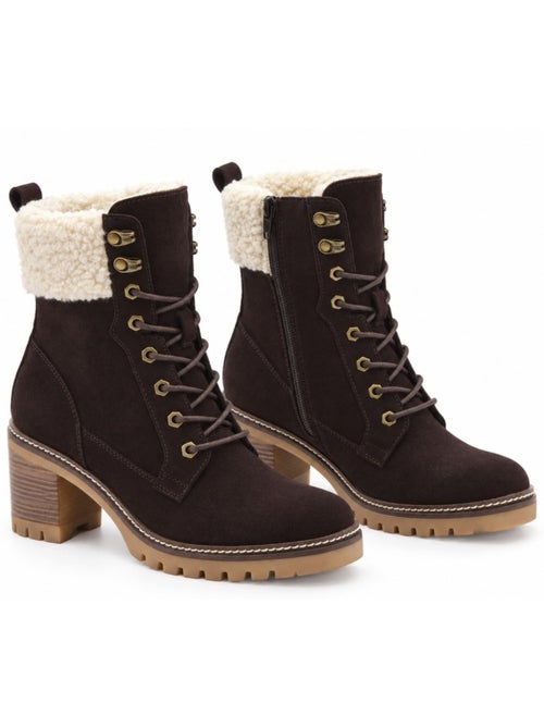 Bottines à talon cuir naturel purapiel - Kiabi Bottines à talon cuir naturel purapiel - Kiabi