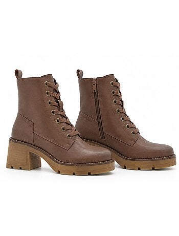 Bottines à talon cuir naturel purapiel