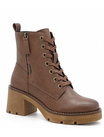 Bottines à talon cuir naturel purapiel