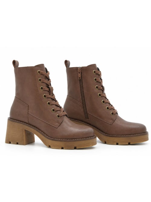 Bottines à talon cuir naturel purapiel - Kiabi Bottines à talon cuir naturel purapiel - Kiabi