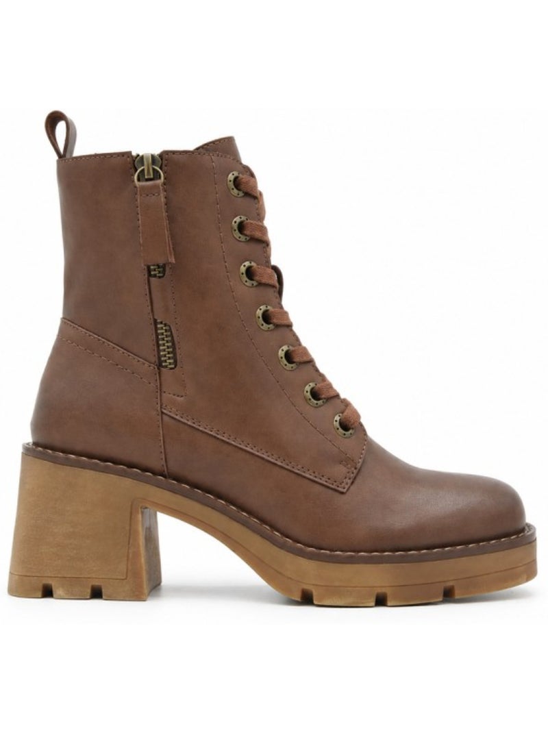 Bottines à talon cuir naturel purapiel Marron - Kiabi