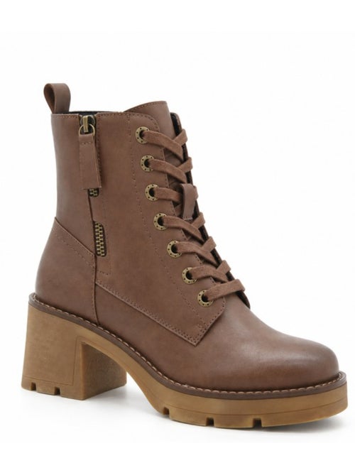 Bottines à talon cuir naturel purapiel - Kiabi Bottines à talon cuir naturel purapiel - Kiabi