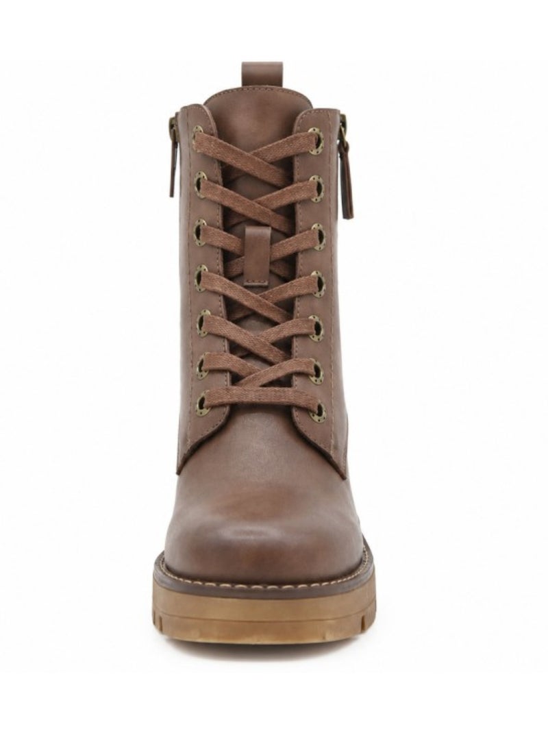 Bottines à talon cuir naturel purapiel Marron - Kiabi