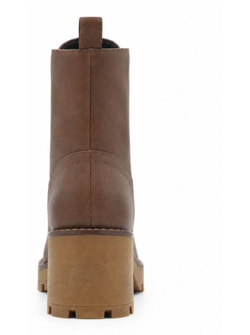 Bottines à talon cuir naturel purapiel Marron - Kiabi