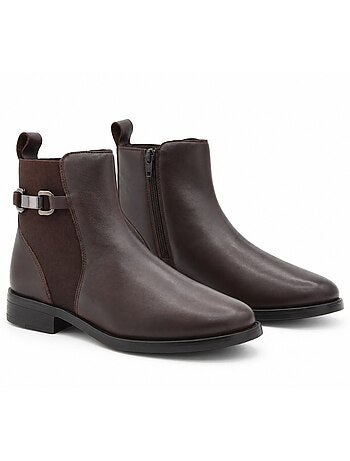 Bottines à talon cuir naturel purapiel