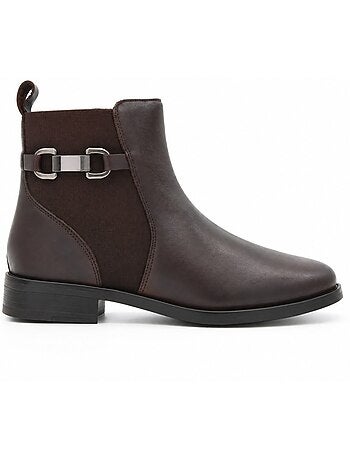 Bottines à talon cuir naturel purapiel