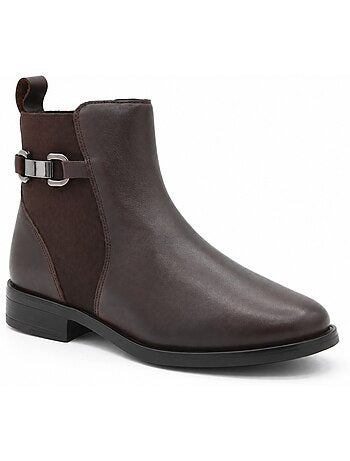 Bottines à talon cuir naturel purapiel