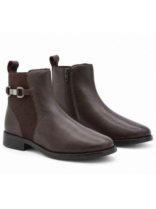 Bottines à talon cuir naturel purapiel - Kiabi Bottines à talon cuir naturel purapiel - Kiabi