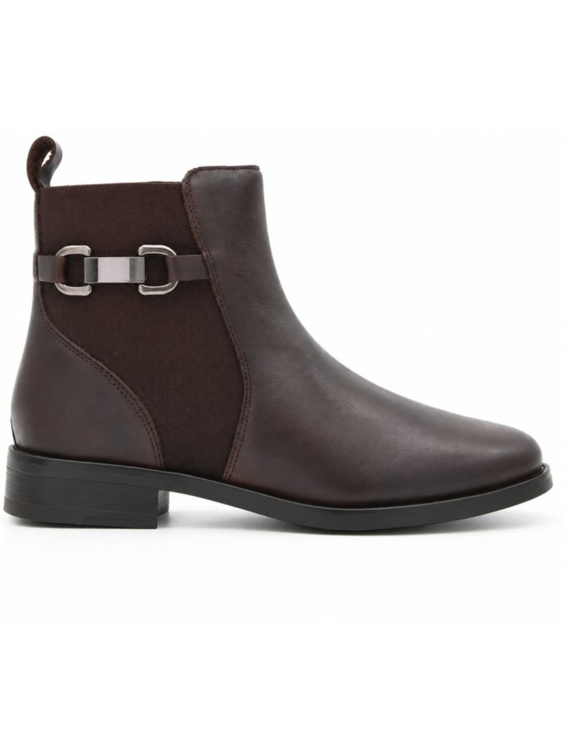 Bottines à talon cuir naturel purapiel Marron - Kiabi