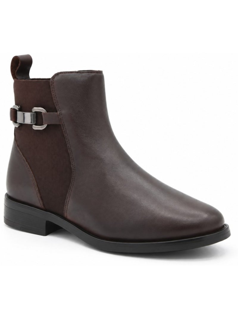 Bottines à talon cuir naturel purapiel Marron - Kiabi